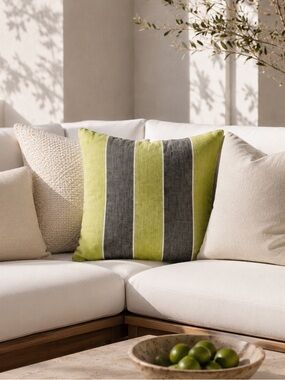 Restoration Hardware Cotton Striped Pillow Cover 20x20 Zip Closure